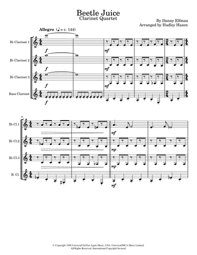 Beetlejuice (main Theme) (arr. Hadley Hazen)