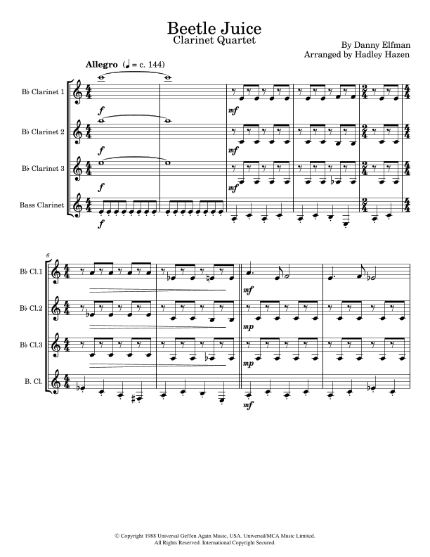 Beetlejuice (main Theme) (arr. Hadley Hazen)