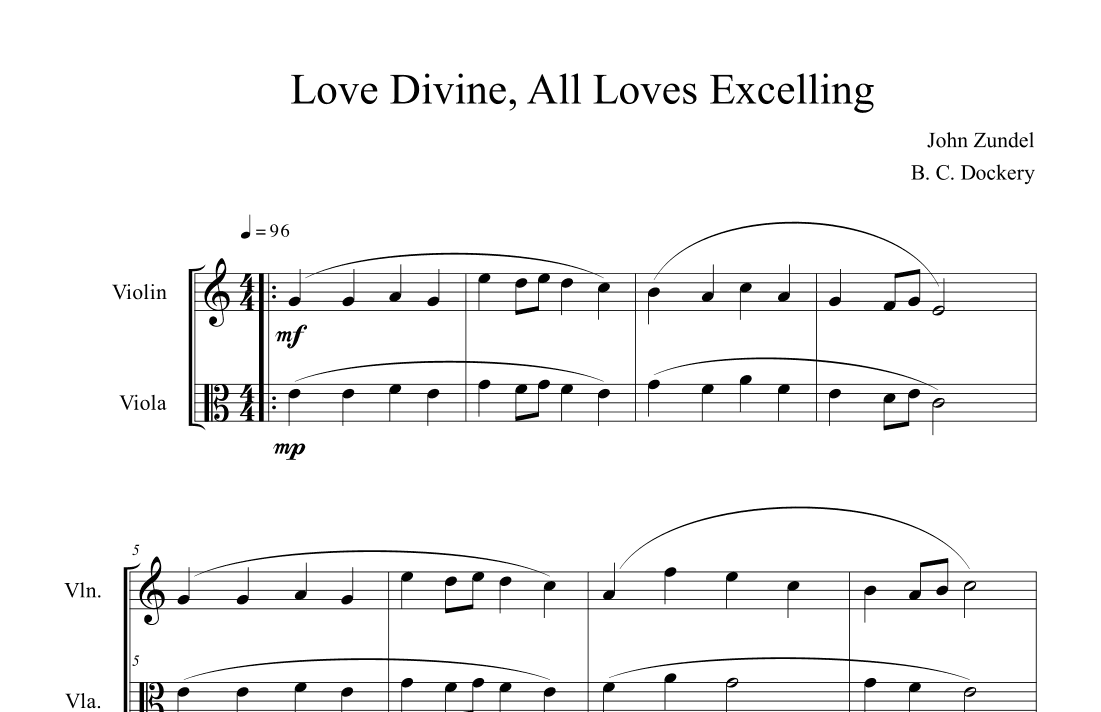 Love Divine, All Loves Excelling (Violin and Viola Duet) (arr. B. C. Dockery)