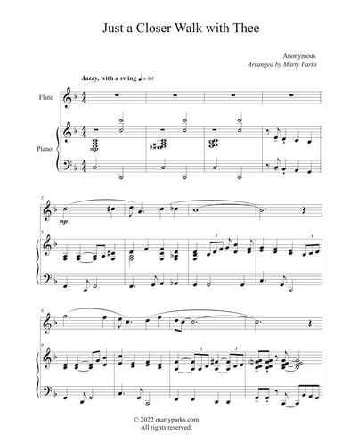 Just a Closer Walk with Thee (Flute-Piano) (arr. Marty Parks)