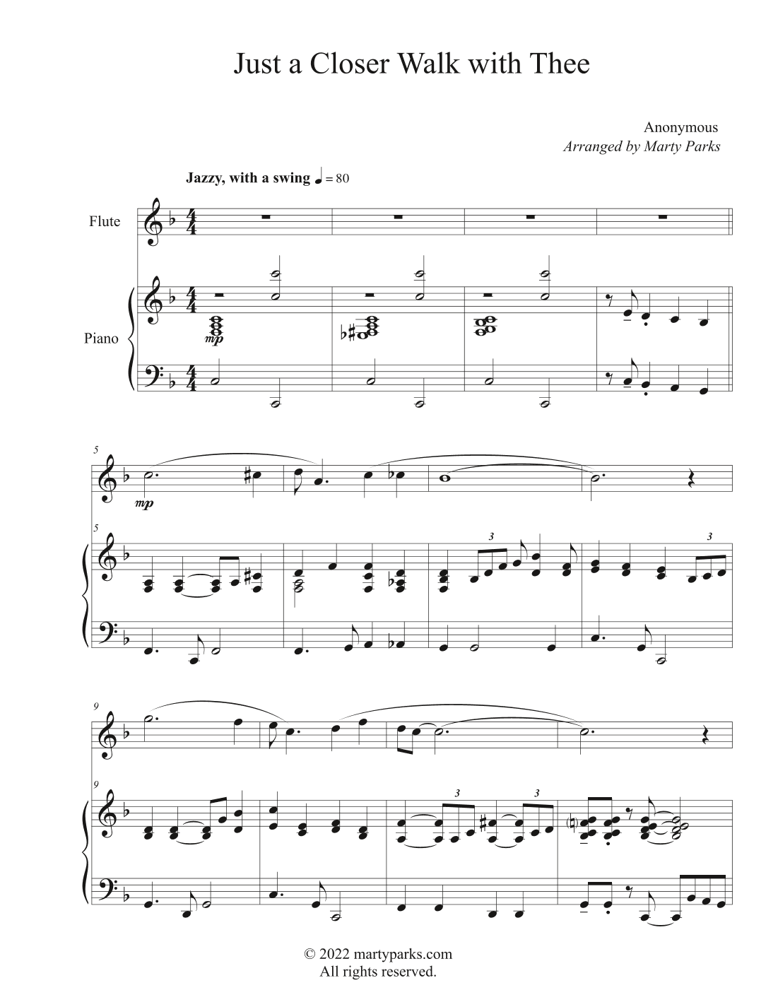 Just a Closer Walk with Thee (Flute-Piano) (arr. Marty Parks)