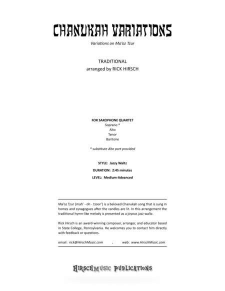 Chanukah Variations (arr. Rick Hirsch)