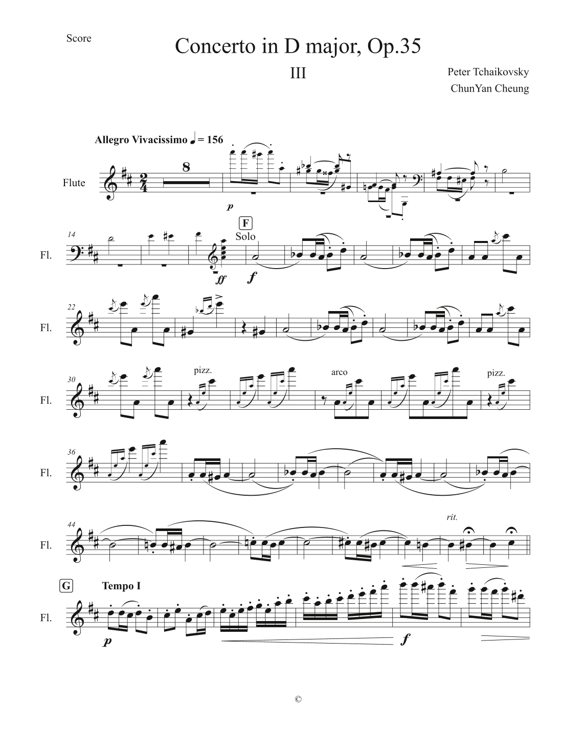 Concerto for Violin and Orchestra III - Allegro Vivacissimo (arr. ChunYan Cheung)