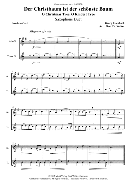 O Christmas Tree, O Kindest Tree (arr. Gert Th. Walter)