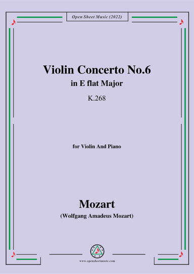 Mozart-Violin Concerto No.6 in E flat Major,K.268,for Violin and Piano (arr. OSM Press)