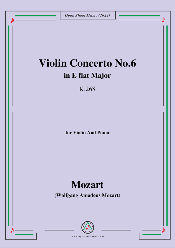 Mozart-Violin Concerto No.6 in E flat Major,K.268,for Violin and Piano (arr. OSM Press)
