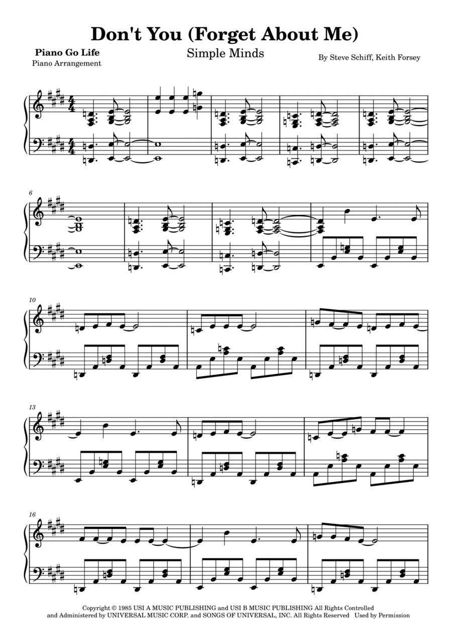 Don't You (forget About Me) (arr. Piano Go Life)