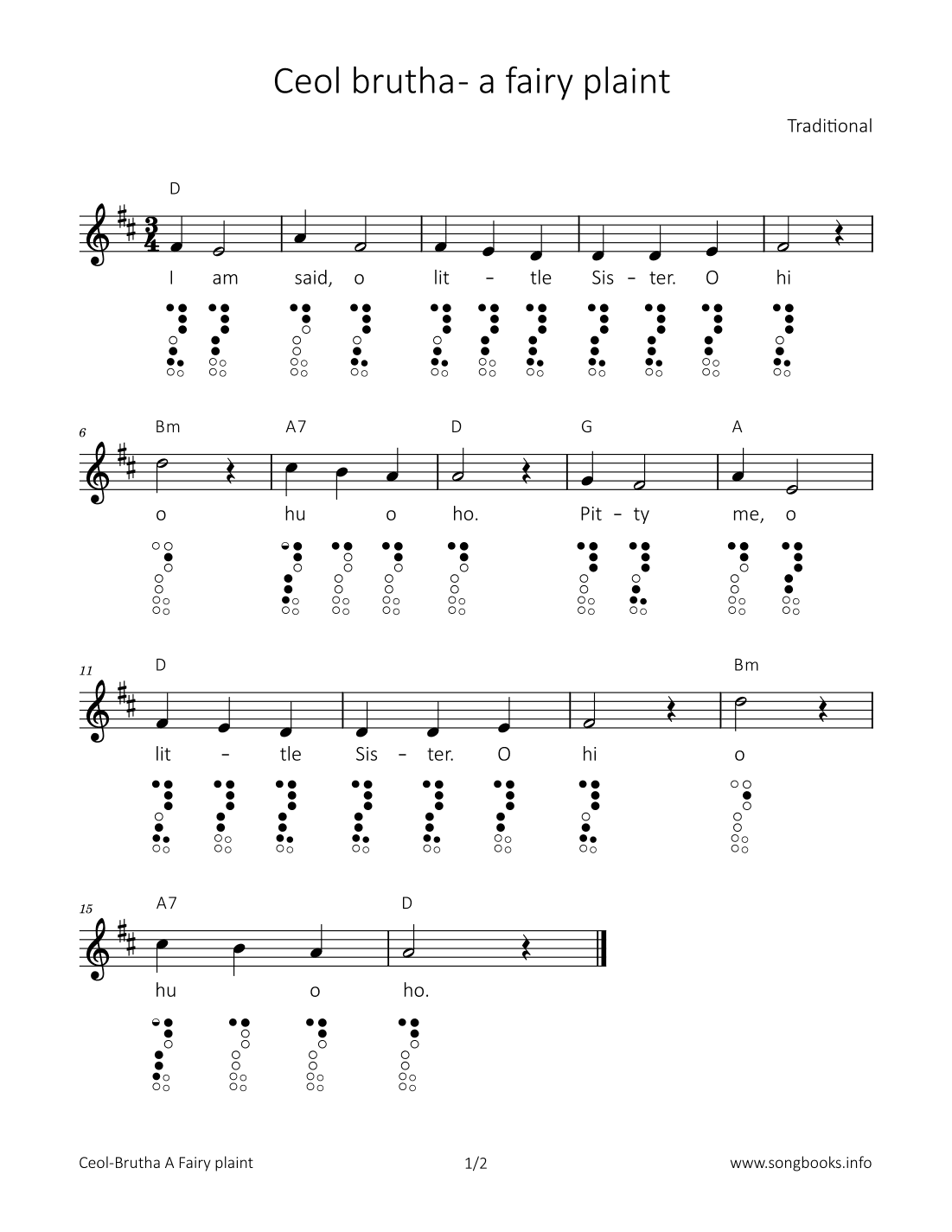 Ceol brutha - a fairy plaint (arr. songbooks.info)