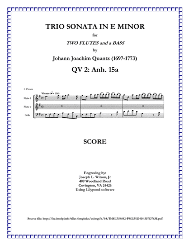 Quantz Trio Sonata in E Minor for Two Flutes and Continuo, QV 2: Anh. 15a (arr. Joseph L. Wilson, Jr.)