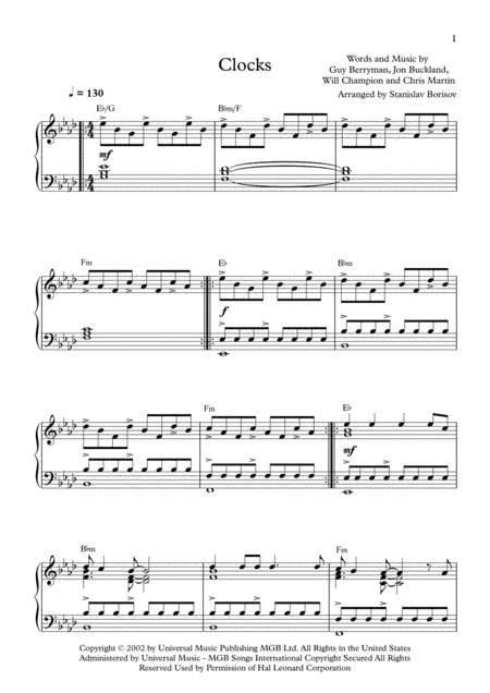 Clocks (arr. Stanislav Borisov)