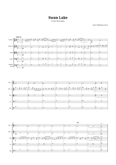 Swan Lake by Tchaikovsky for String Quintet (arr. Langanho)