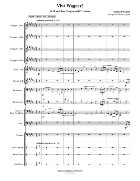 Viva Wagner! for 10-part Brass Choir, Timpani and Percussion (arr. Haynor, James)