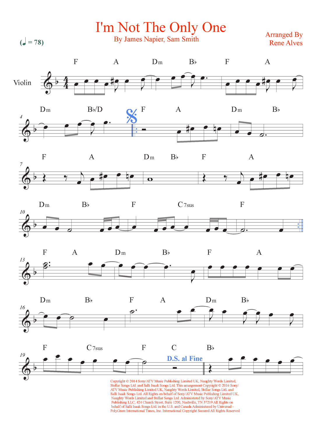 I'm Not The Only One (arr. Rene Alves)