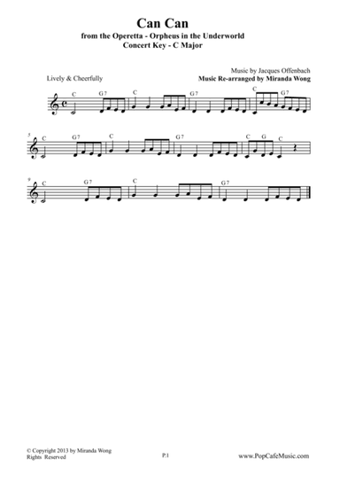 Can Can - From Orpheus In The Underworld in C Key (Lead Sheet) (arr. Miranda Wong)