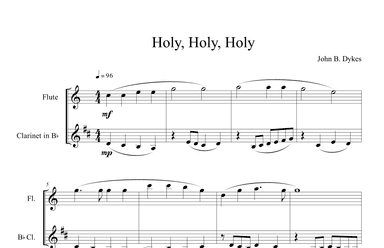Holy, Holy, Holy (Flute and Clarinet Duet) (arr. B. C. Dockery)