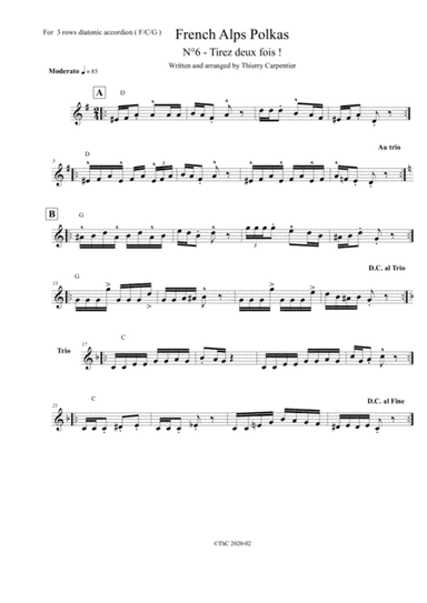 A  french fresh polka, for 3 rows diatonic accordion (F-C-G). The 6th among 12 polkas