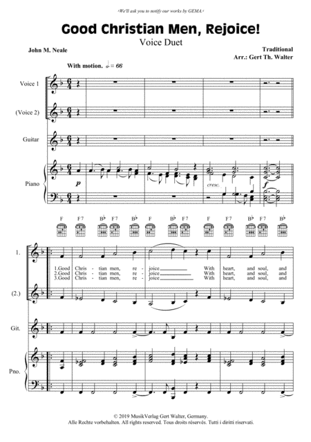 Good Christian Men, Rejoice! (arr. Gert Th. Walter)