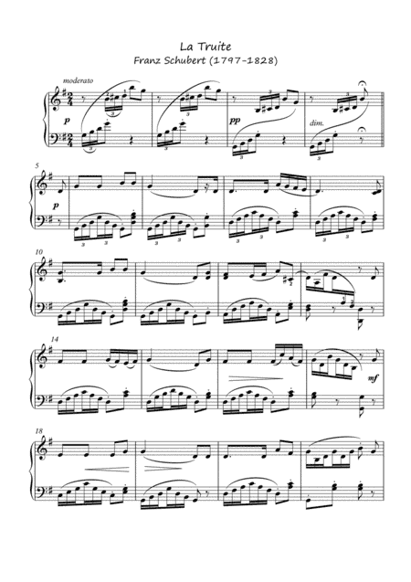 La Truite  by Franz Schubert solo piano (arr. PianoSheetNow)