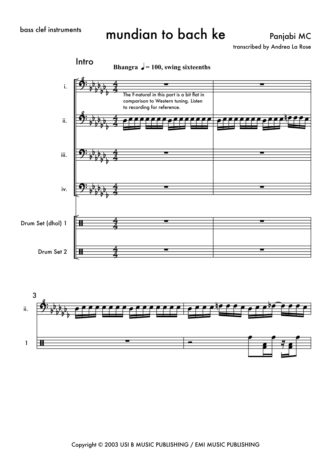 Mundian To Bach Ke (arr. Andrea La Rose)