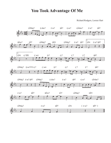 You Took Advantage Of Me (arr. David M Fagnant)