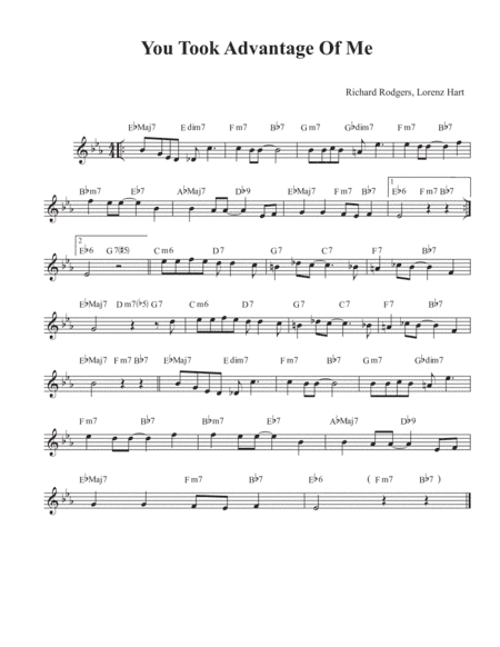 You Took Advantage Of Me (arr. David M Fagnant)