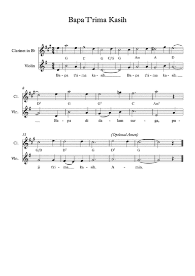 Bapa T'rima Kasih / Father, We Thank You Lord (arr. Angie Wiranata)