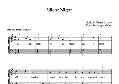 Silent Night (Easy Piano with Words and Chords) (arr. Suzan Beyazit)
