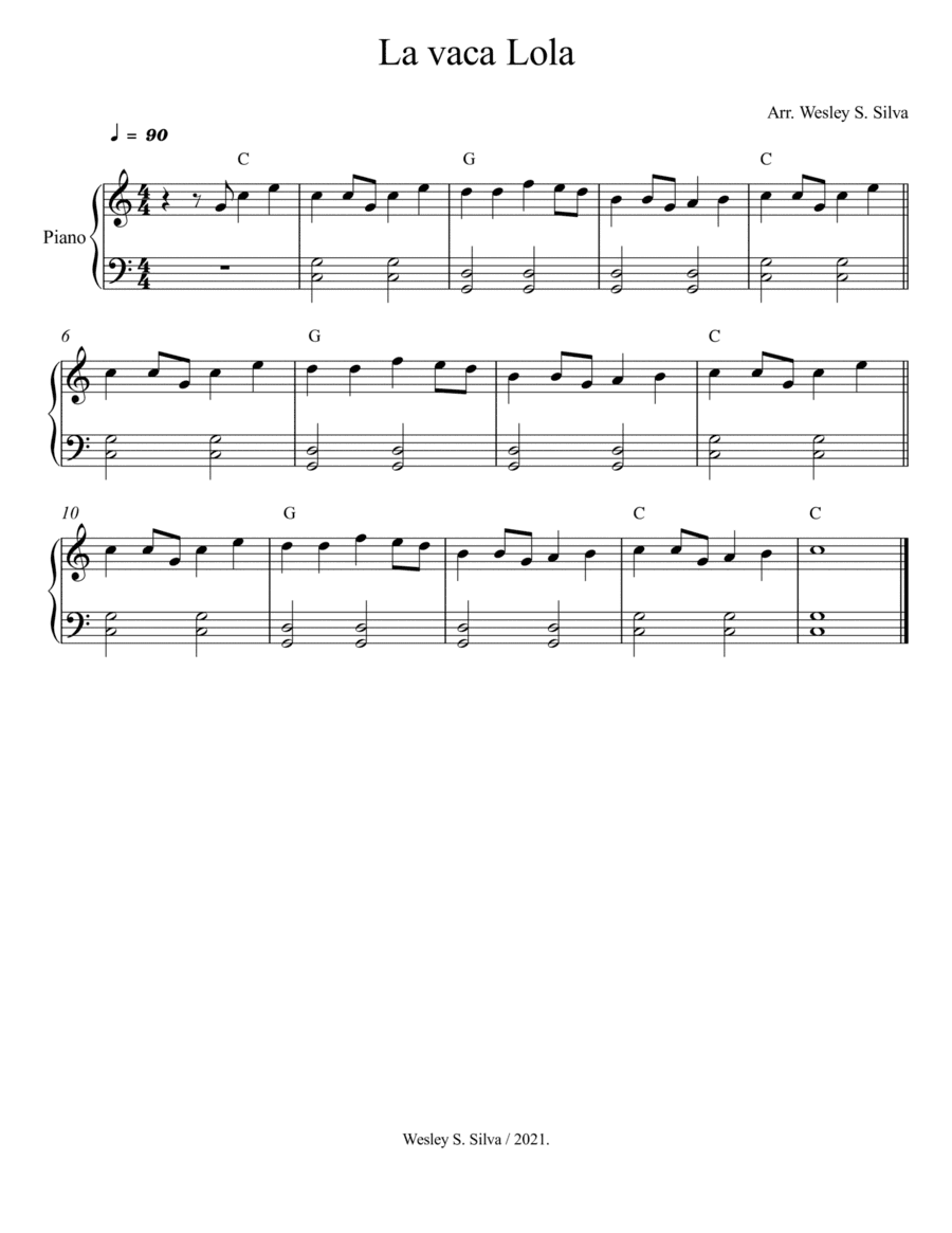 La Vaca Lola - Piano Easy (arr. Wesley S. SIlva)