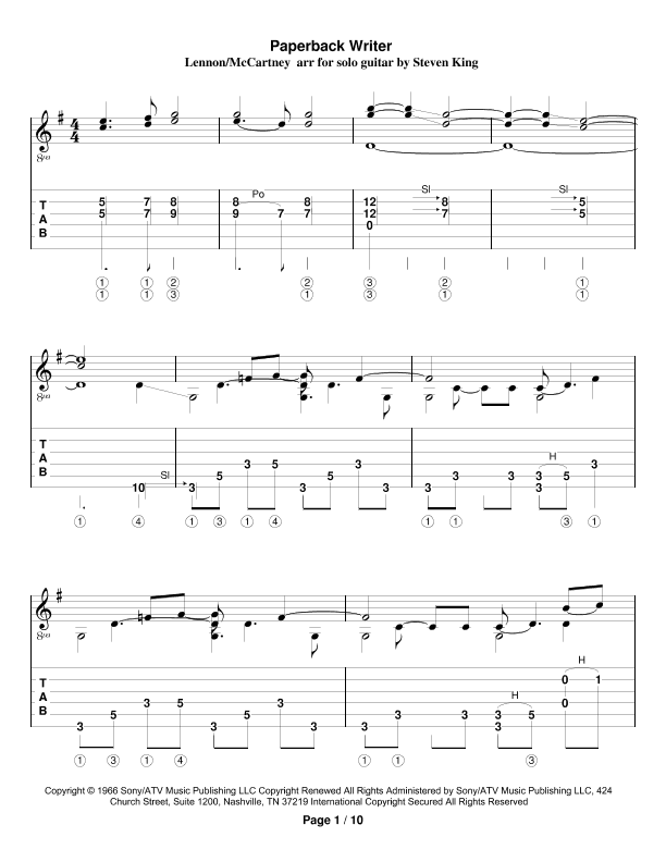 Paperback Writer (arr. Steven King)