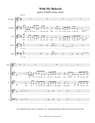 With My Beloved Alone (Sufi poem of Rabi'a) (arr. Karen Elizabeth Peace)