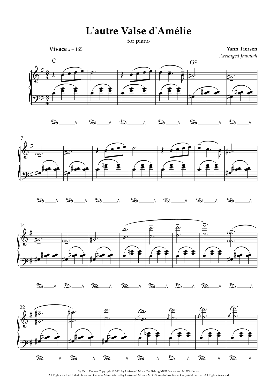 L'autre Valse D'amelie (arr. Jhavilah)