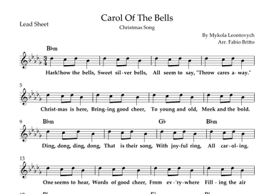 Carol Of The Bells (Christmas Song) Lead Sheet in Db/Bbm (arr. Fabio Britto)