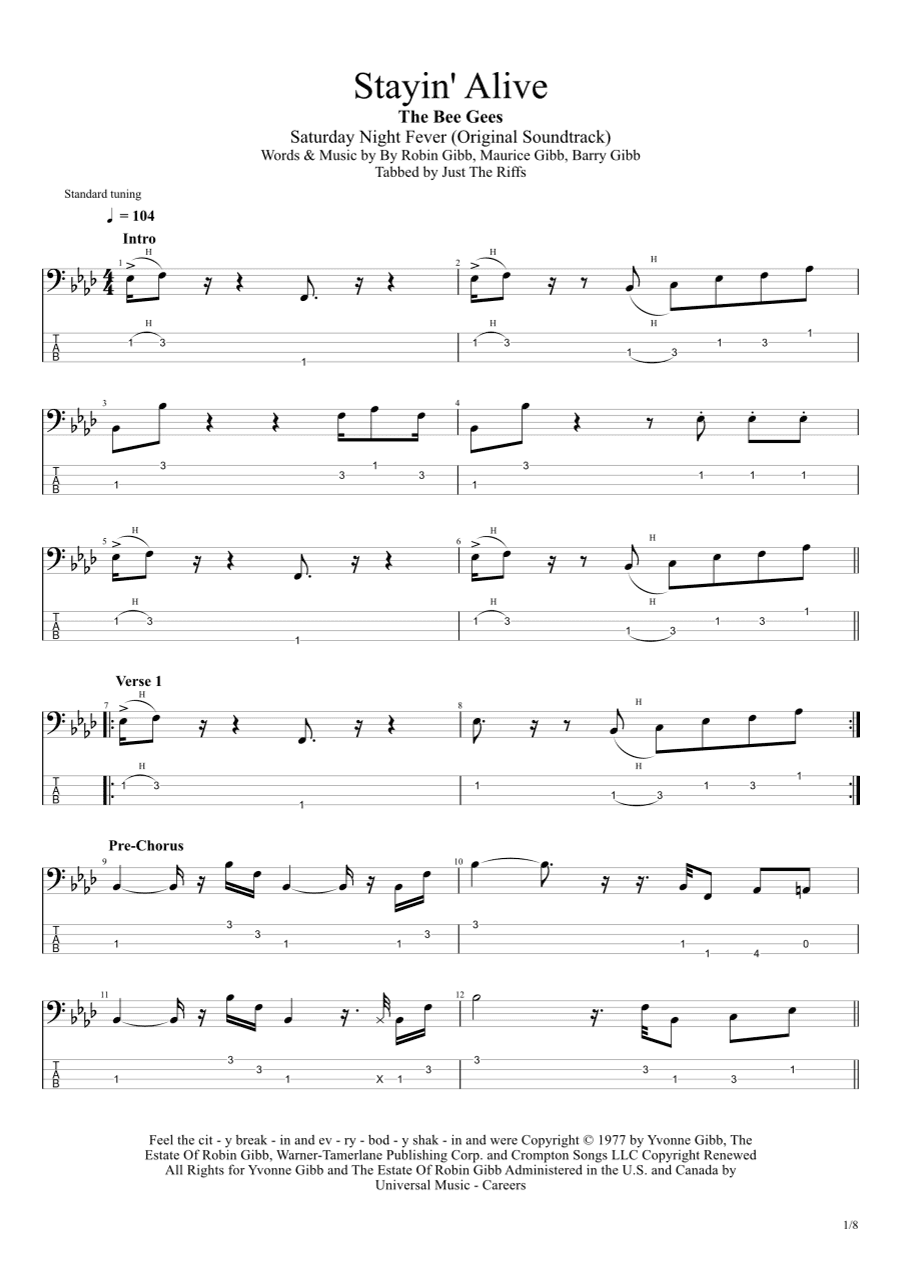 Stayin' Alive (arr. Just The Riffs)