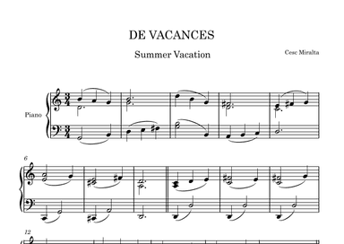 DE VACANCES Pno Solo