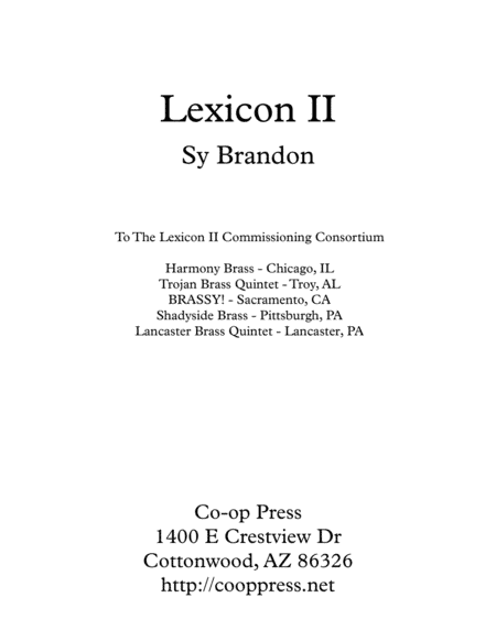 Lexicon II for Brass Quintet