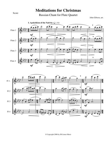 Meditations for Christmas, Russian Chant for Flute Quartet (arr. John Gibson)