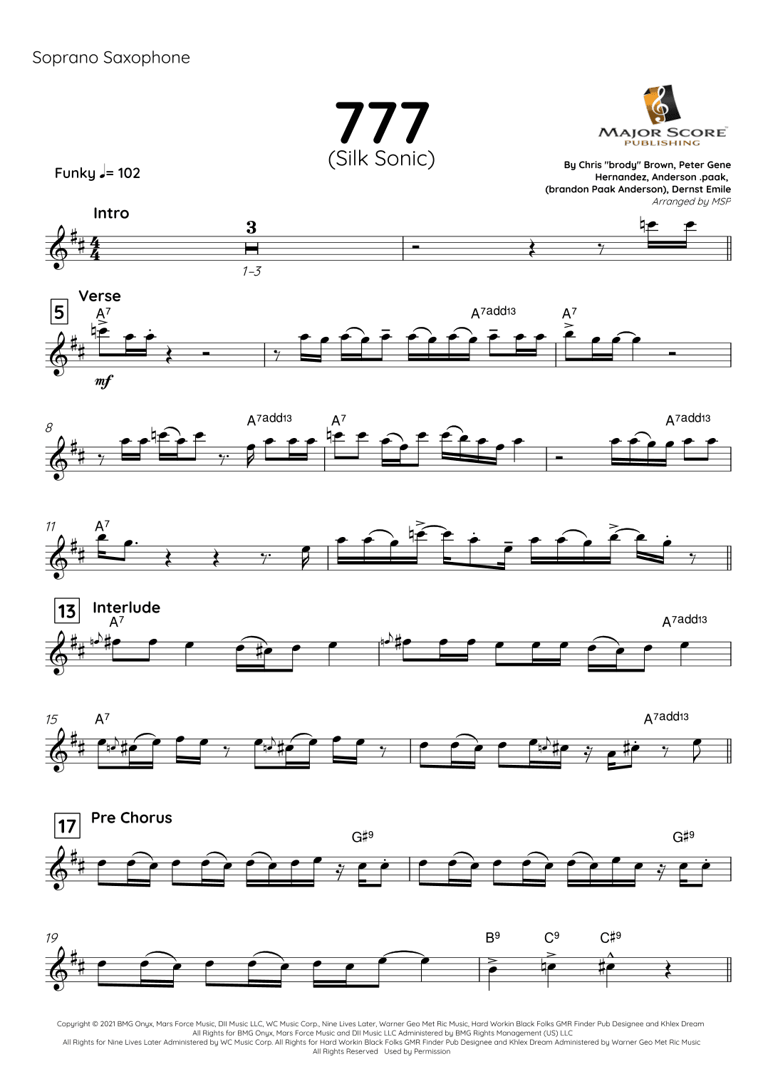 777 (arr. MAJOR SCORE PUBLISHING TM.)