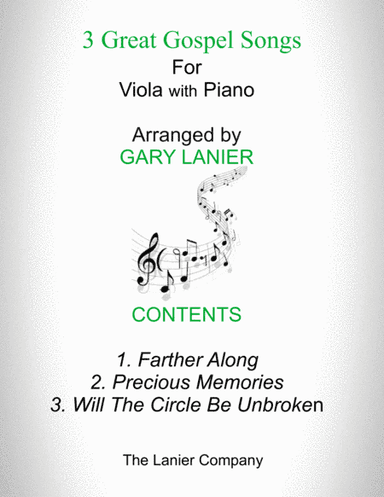 3 GREAT GOSPEL SONGS (for Viola with Piano - Instrument Part included) (arr. Gary Lanier)