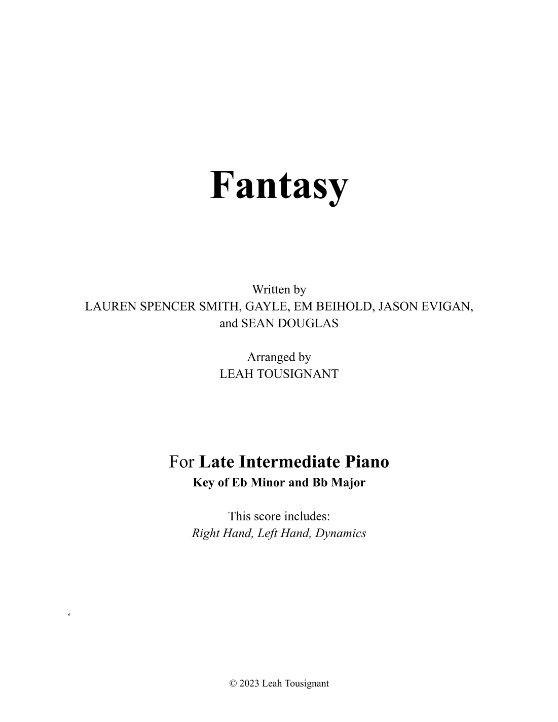Fantasy (arr. Leah Tousignant)