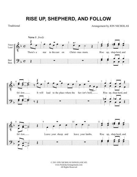 Rise Up, Shepherd, And Follow (arr. Jon Nicholas)