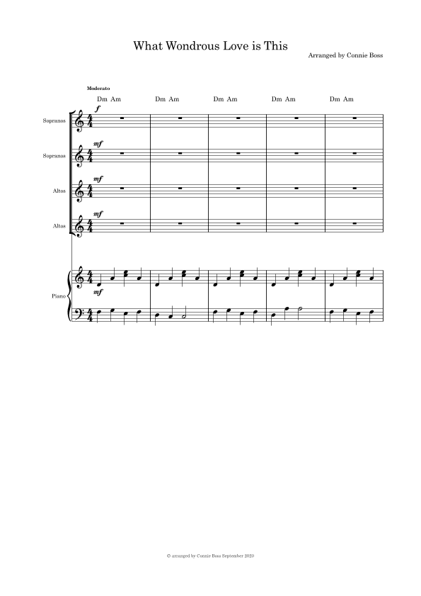 What Wondrous Love is This (Mary's Love) - Christmas Song SSAA, and piano (arr. Connie Boss)
