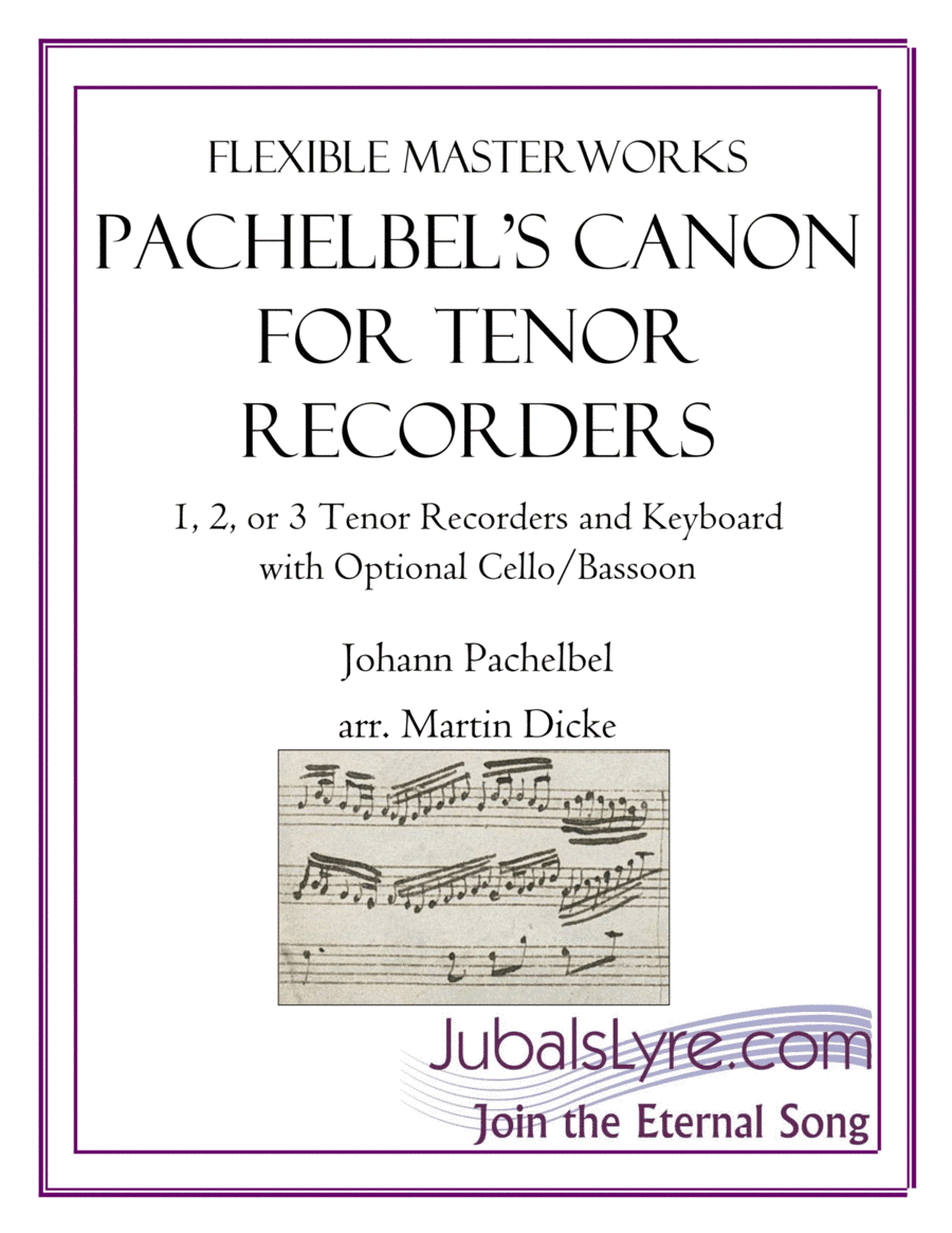 Canon (Tenor Recorder and Keyboard) (arr. Martin Dicke)