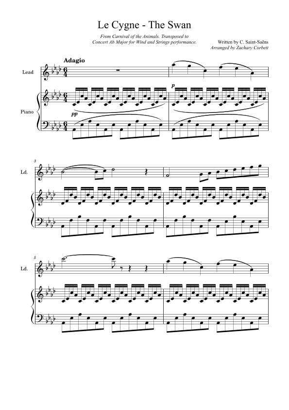 The Swan - Le Cygne (arr. Zachary Corbett)