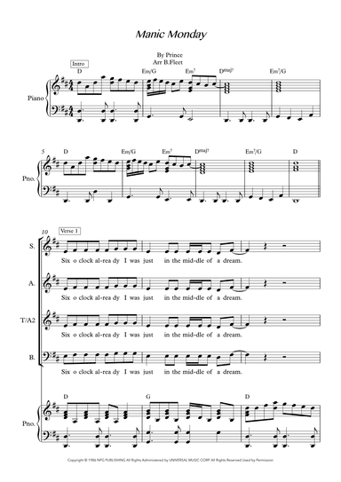 Manic Monday (arr. B. Fleet)