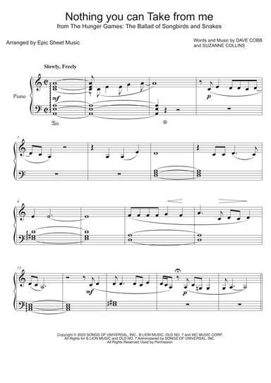 Nothing You Can Take From Me (arr. Epic Sheet Music)