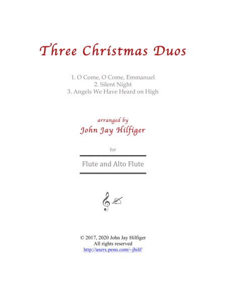 Three Christmas Duos for Flute and Alto Flute (arr. John Jay Hilfiger)