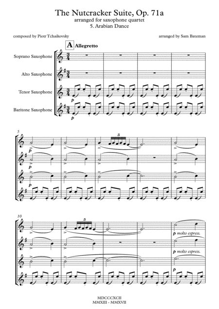 The Nutcracker Suite - 5. Arabian Dance (arr. Sam Bateman)