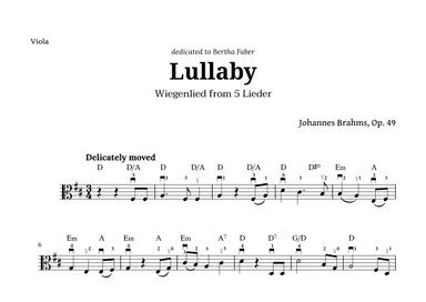 Wiegenlied (lullaby) by Brahms for Viola and Chords (arr. Langanho)