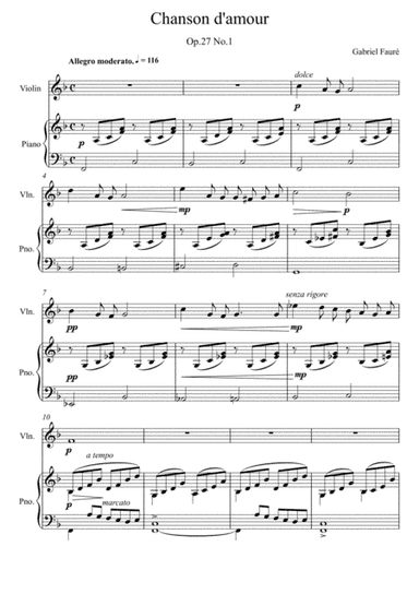 Gabriel Fauré - Chanson d'amour (Violin Solo) (arr. André Laitano)