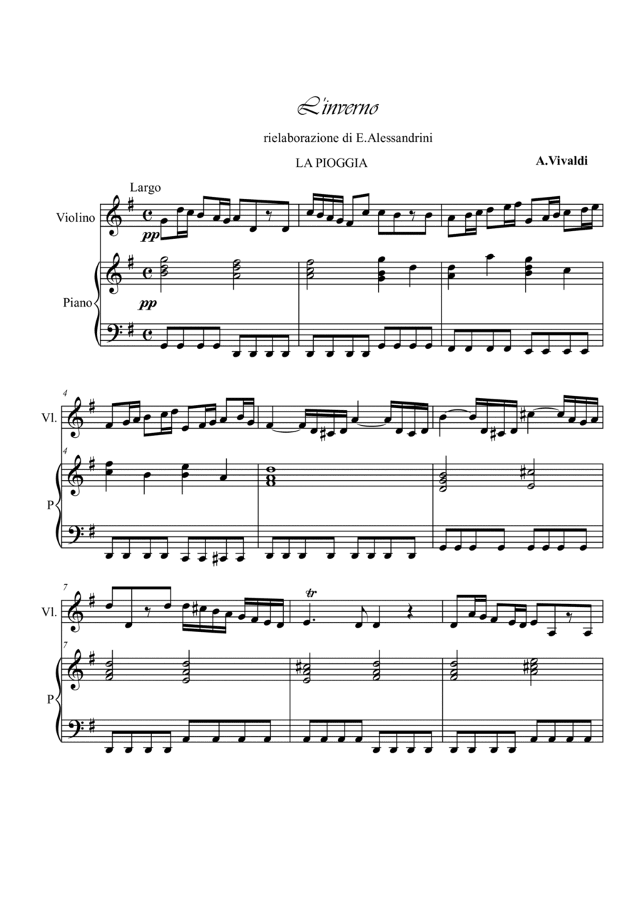 The winter- the rain. Violin and piano (arr. Ester Alessandrini)